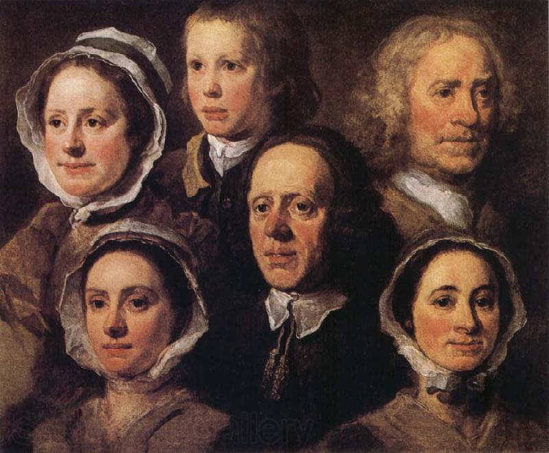 William Hogarth Heads of Six of Hogarth's Servants Spain oil painting art
